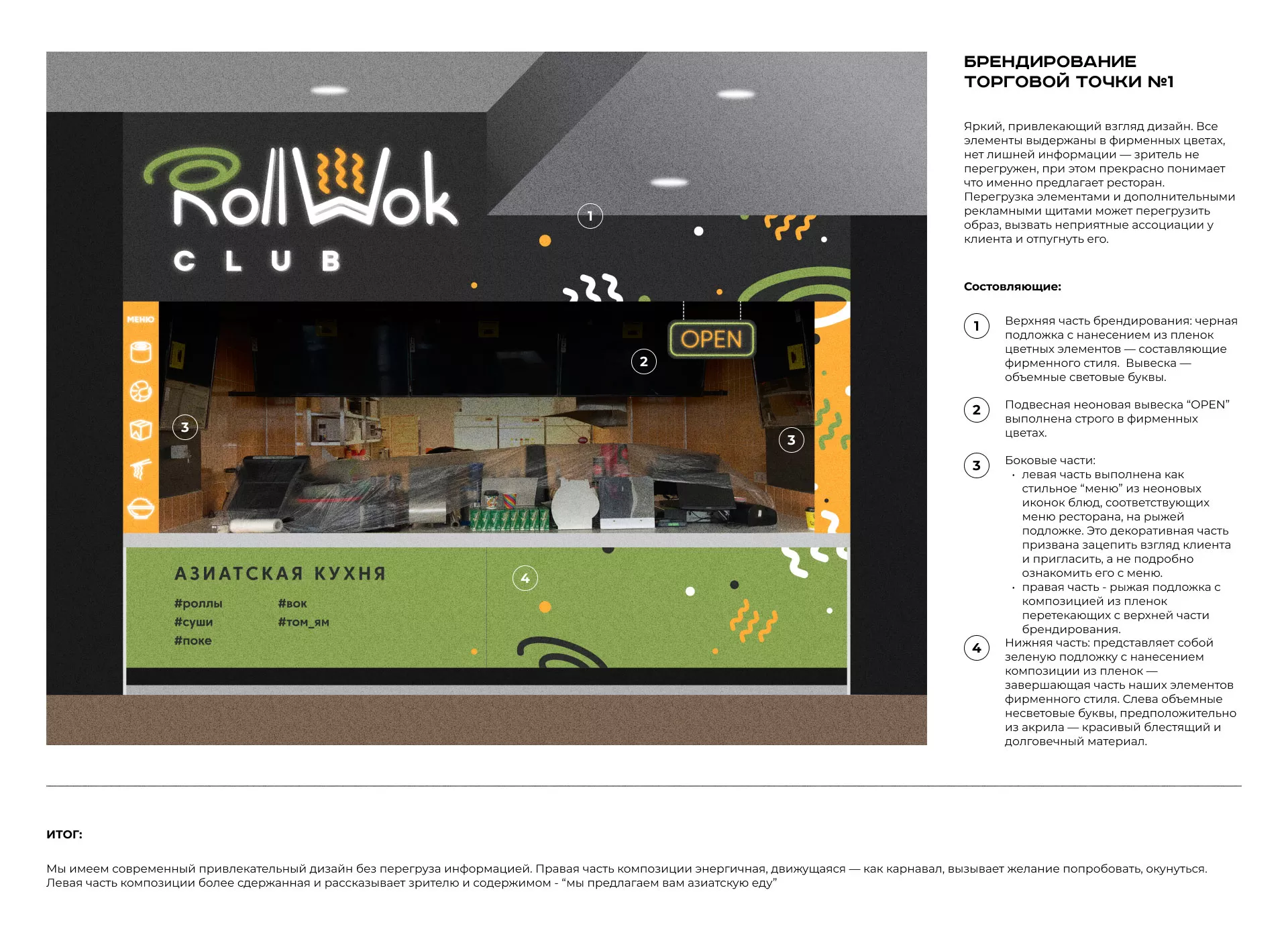 Брендирование торговых точек суши-бара «Roll Wok Club» в Райчихинске